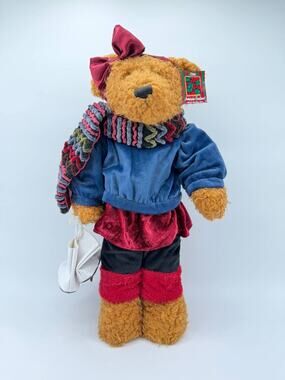 Vintage Homespun Creations Teddy Bear Plush Christmas Decor Doll Scarf
